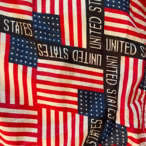 Vintage USA Flag Print Jacket By Solare Sporta M 100% Nylon Shell & Polyester Li - Picture 2 of 7